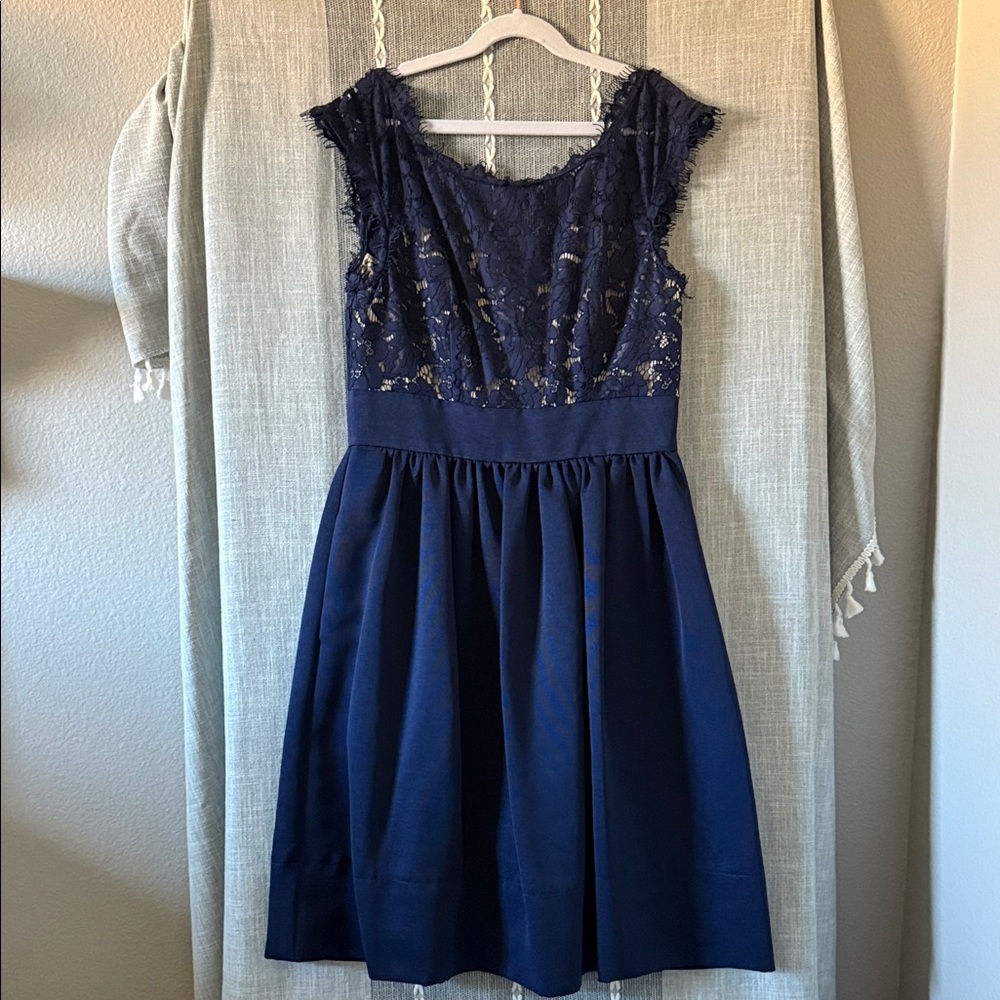 Eliza J Navy Blue Lace Formal Kids Dress